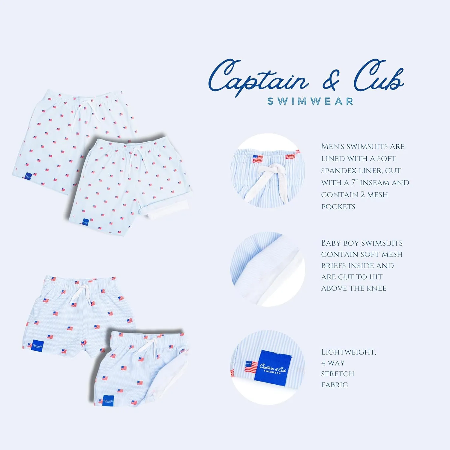 Father Son USA Matching Swimsuits
