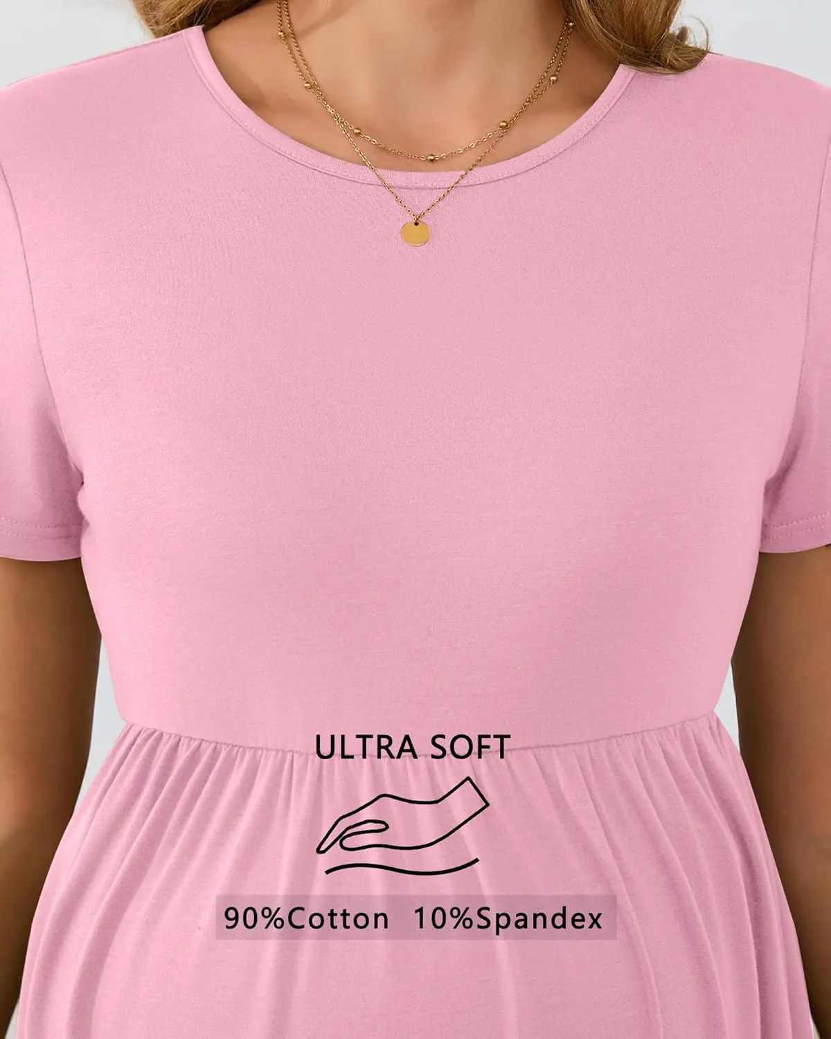 Ficerd 3 Packs Cotton Women's Maternity Tops Short Sleeve Scoop Neck Elastic Band High Waist Shirts Pregnancy Clothes