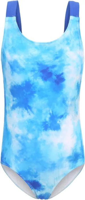 Girls One Piece Swimsuits Tie Dye Bathing Suit Hawaiian Summer Swimwear for Girls 3-16 Years