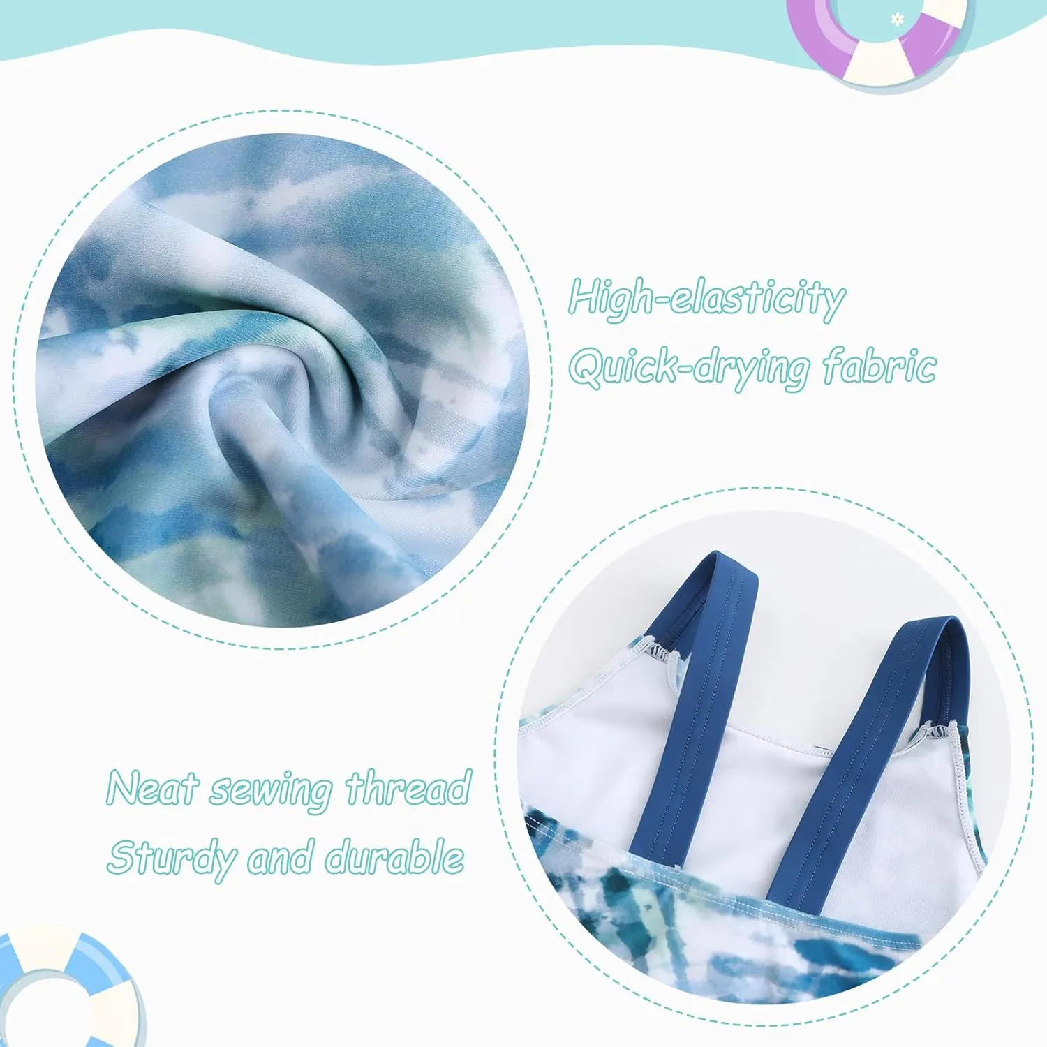 Girls One Piece Swimsuits Tie Dye Bathing Suit Hawaiian Summer Swimwear for Girls 3-16 Years