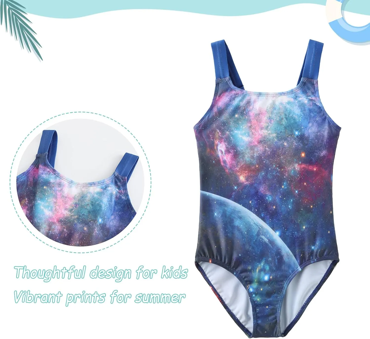 Girls One Piece Swimsuits Tie Dye Bathing Suit Hawaiian Summer Swimwear for Girls 3-16 Years