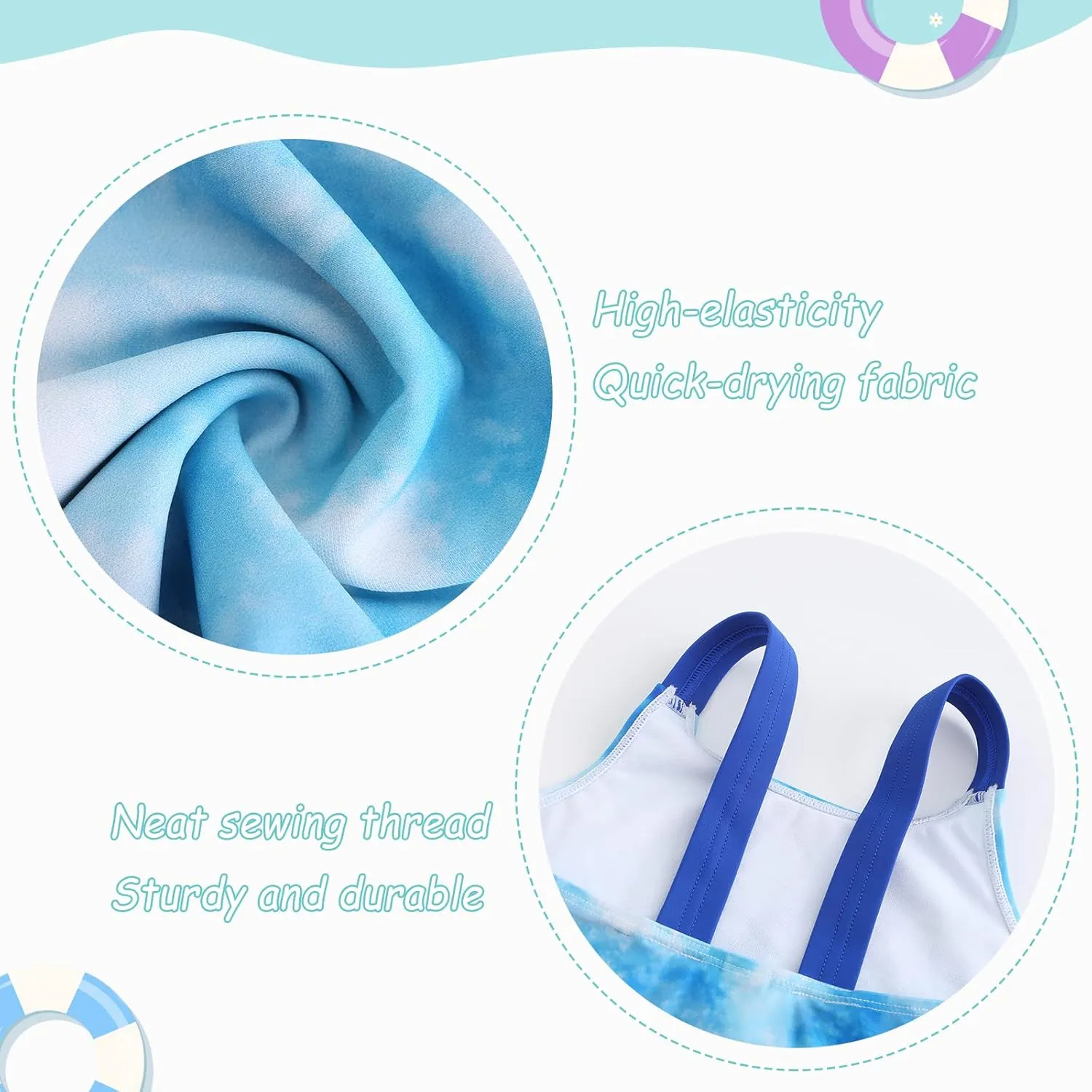 Girls One Piece Swimsuits Tie Dye Bathing Suit Hawaiian Summer Swimwear for Girls 3-16 Years