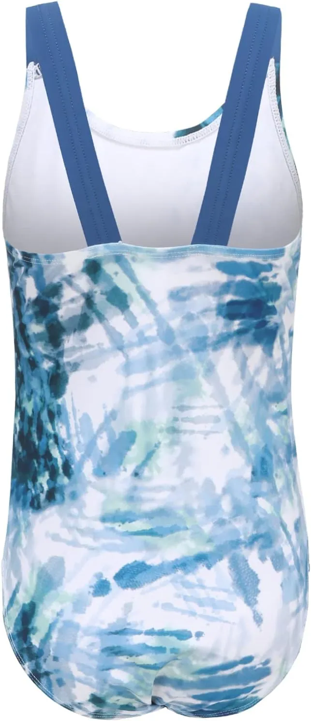 Girls One Piece Swimsuits Tie Dye Bathing Suit Hawaiian Summer Swimwear for Girls 3-16 Years