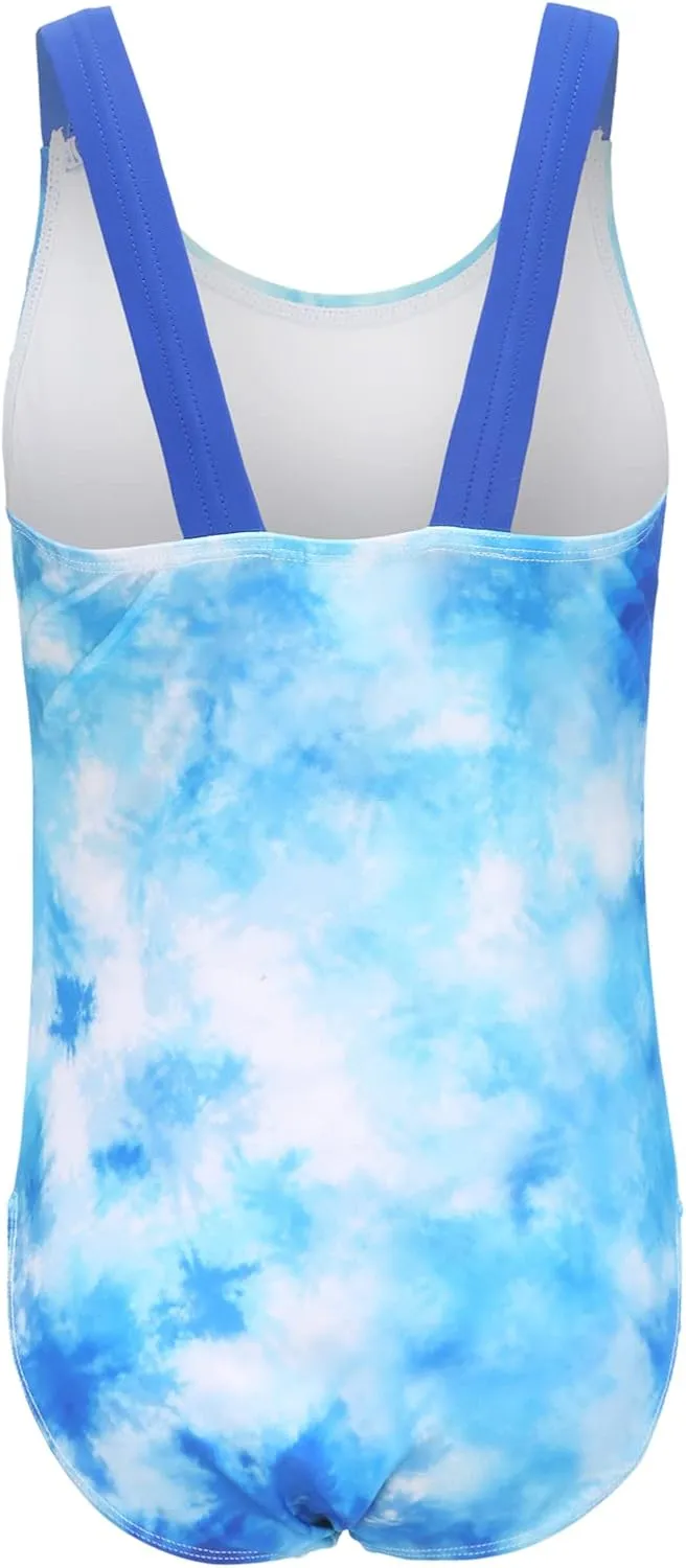 Girls One Piece Swimsuits Tie Dye Bathing Suit Hawaiian Summer Swimwear for Girls 3-16 Years