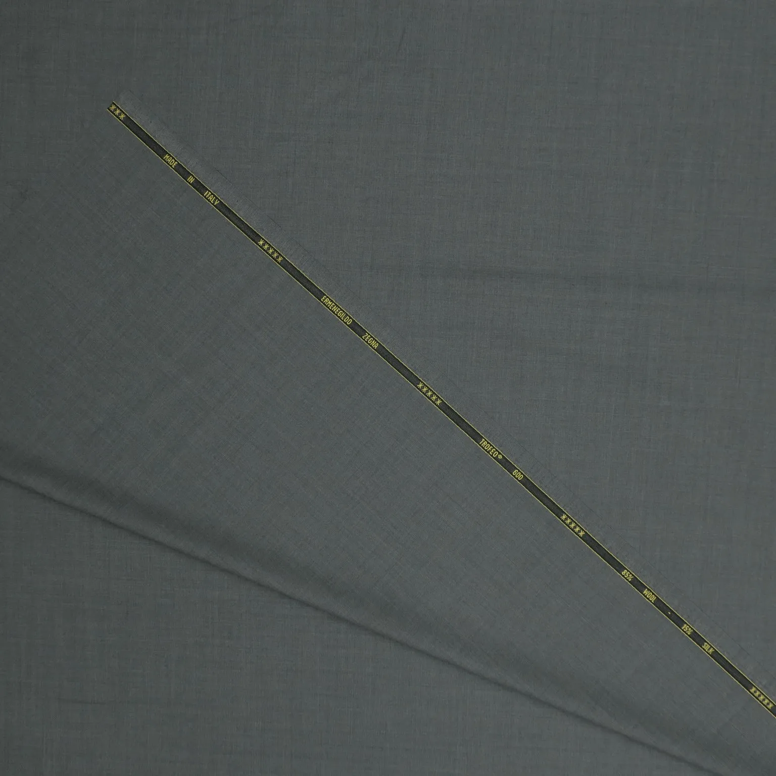 Grey Solid "Trofeo 600" Emenegildo Zegna Wool & Silk Fabric