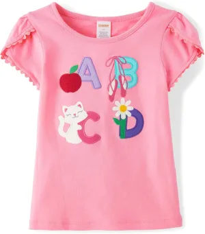 Gymboree Girls' and Toddler School Days Short Sleeve Embroidered Tops