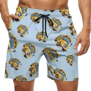 Happy Day School Bus Men's Swim Trunks Quick Dry Board Shorts Breathable Summer Beach Shorts Bathing Suits