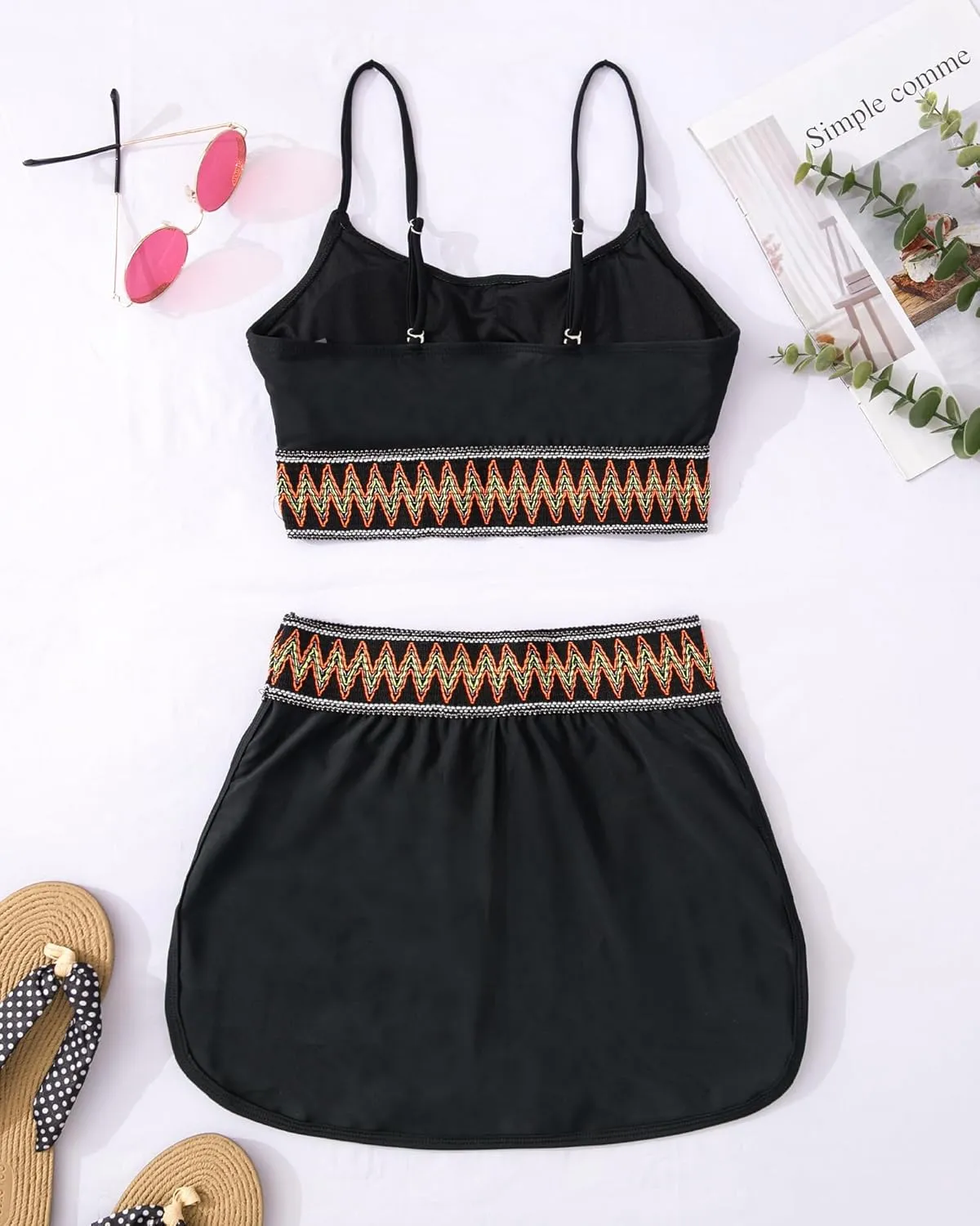 High Waisted Bikini Sets for Women Two Piece Swimsuit Skirt Tummy Control Bathing Suit Boho Teens Swim Suits 2025