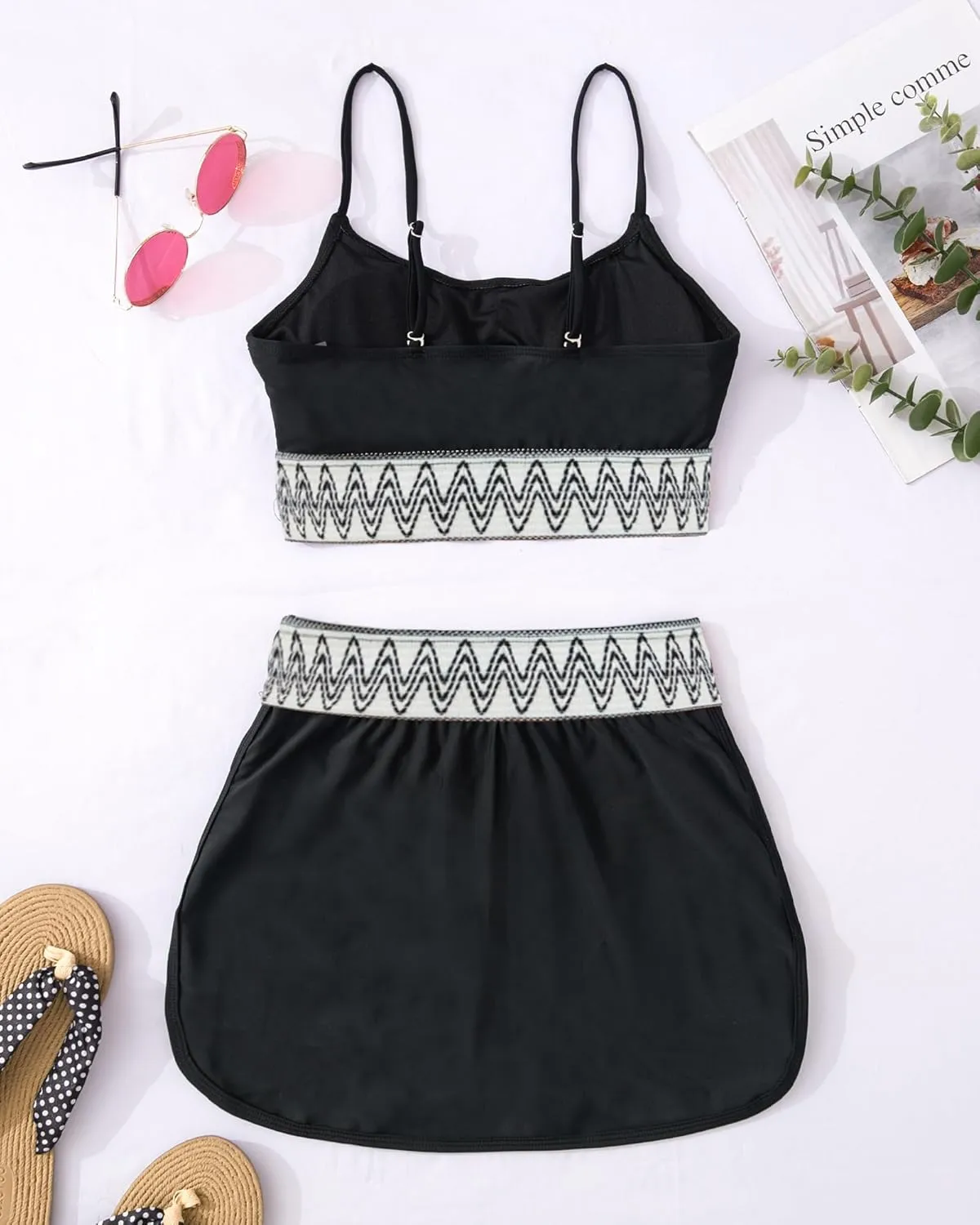 High Waisted Bikini Sets for Women Two Piece Swimsuit Skirt Tummy Control Bathing Suit Boho Teens Swim Suits 2025