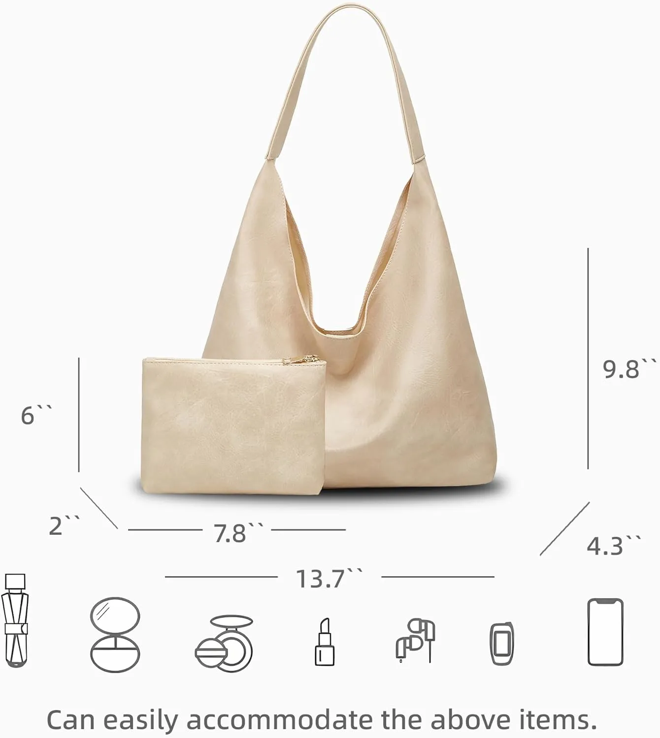 Hobo Bag Purses for Women Shoulder Bag Soft Vegan Crossbody Underarm Handbag Y2K Hobo Bag Commuting Bag