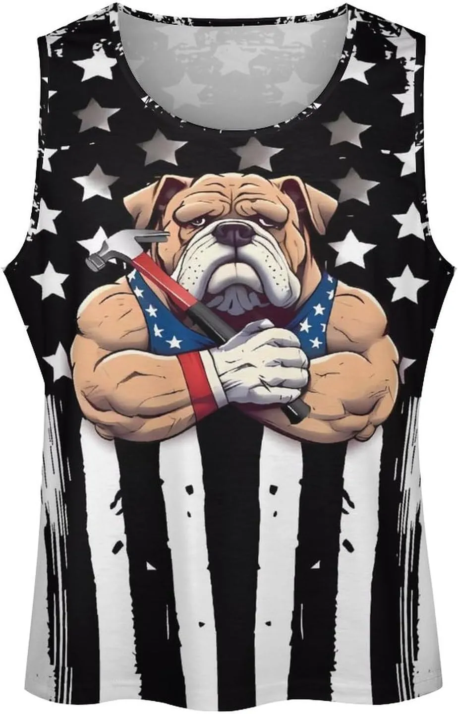 HOTYD American Flag Tank Tops Men Patriotic Tank Tops for Men 3D Print Summer Casual Quick Dry Sleeveless Muscle Shirts