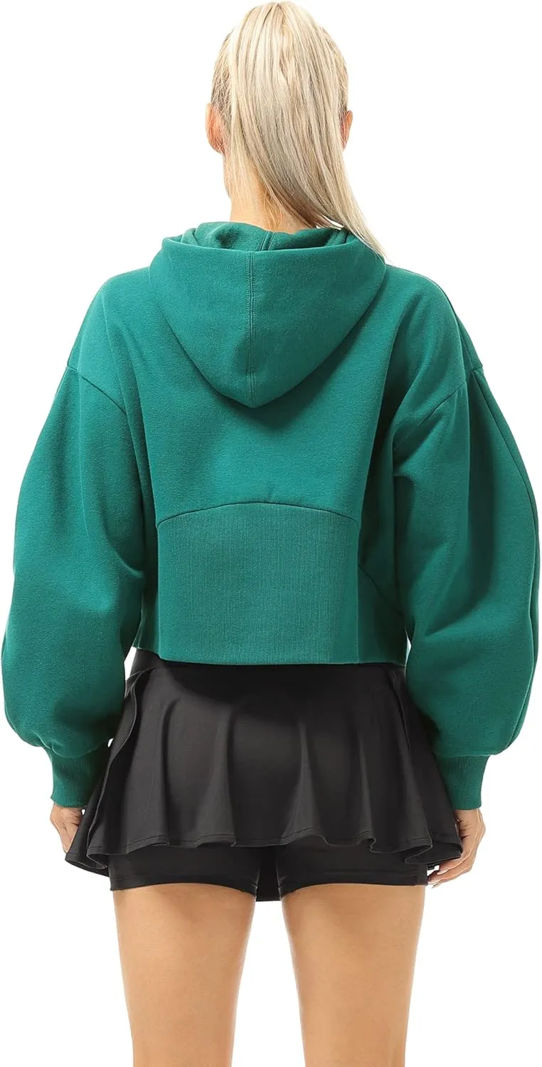 icyzone Fleece Lined Zip Up Jackets for Women with Pockets and Thumb Holes, Oversized Athletic Hoodie Sweatshirt