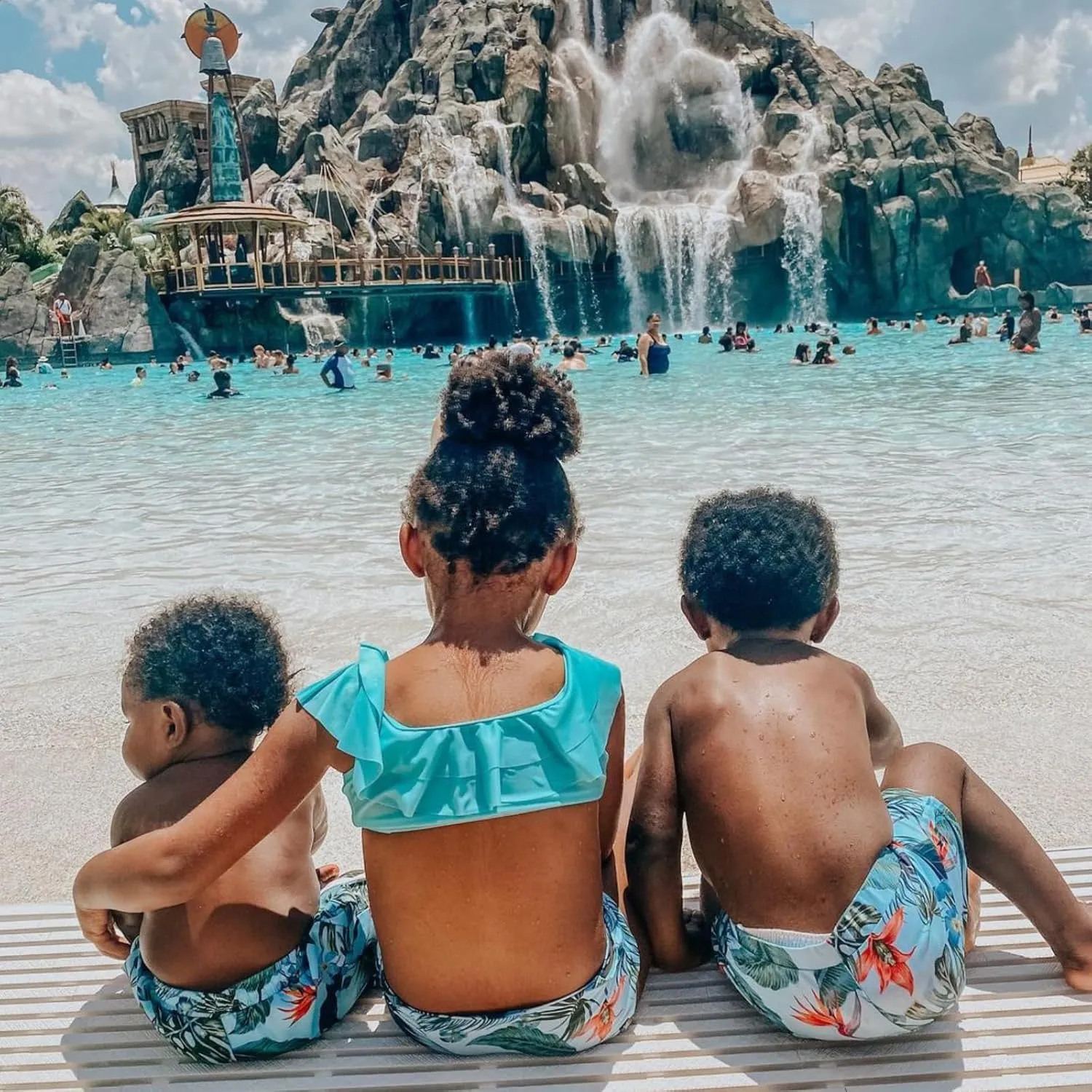 IFFEI Family Matching Swimsuits Two Pieces Ruffles Bikini Set Mommy and Me Bathing Suits with Straps