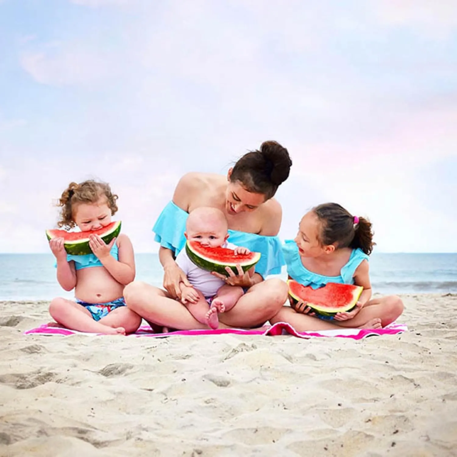IFFEI Family Matching Swimsuits Two Pieces Ruffles Bikini Set Mommy and Me Bathing Suits with Straps