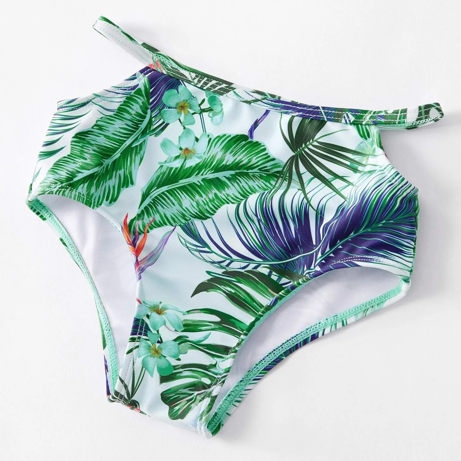IFFEI Family Matching Swimsuits Two Pieces Ruffles Bikini Set Mommy and Me Bathing Suits with Straps
