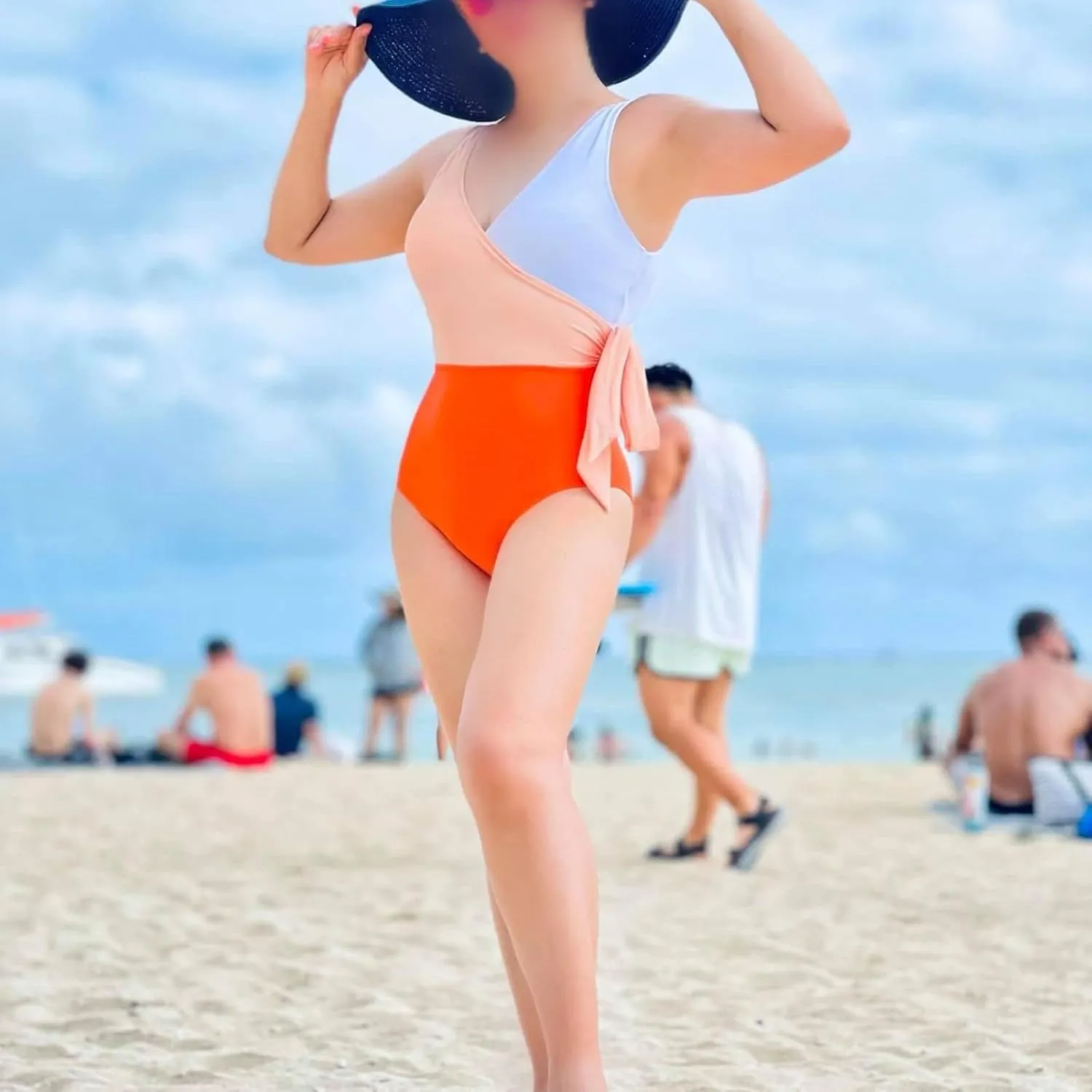 IFFEI Mommy and Me Family Matching Swimsuits Color Block Women One Piece Tummy Control Bathing Suit with Cover Up