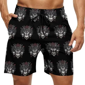 Indian Wolf Men's Swim Trunks Quick Dry Board Shorts Breathable Summer Beach Shorts Bathing Suits