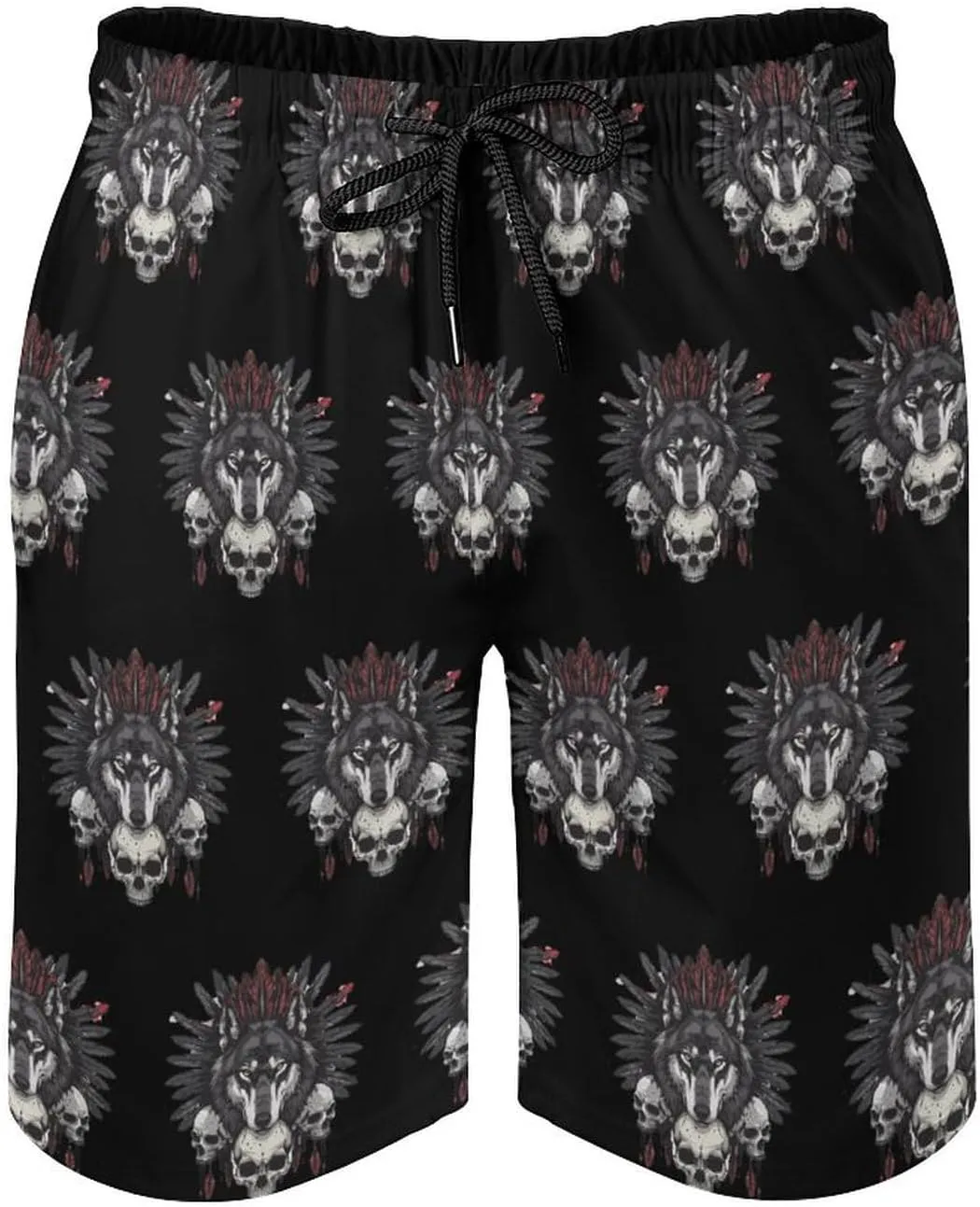 Indian Wolf Men's Swim Trunks Quick Dry Board Shorts Breathable Summer Beach Shorts Bathing Suits