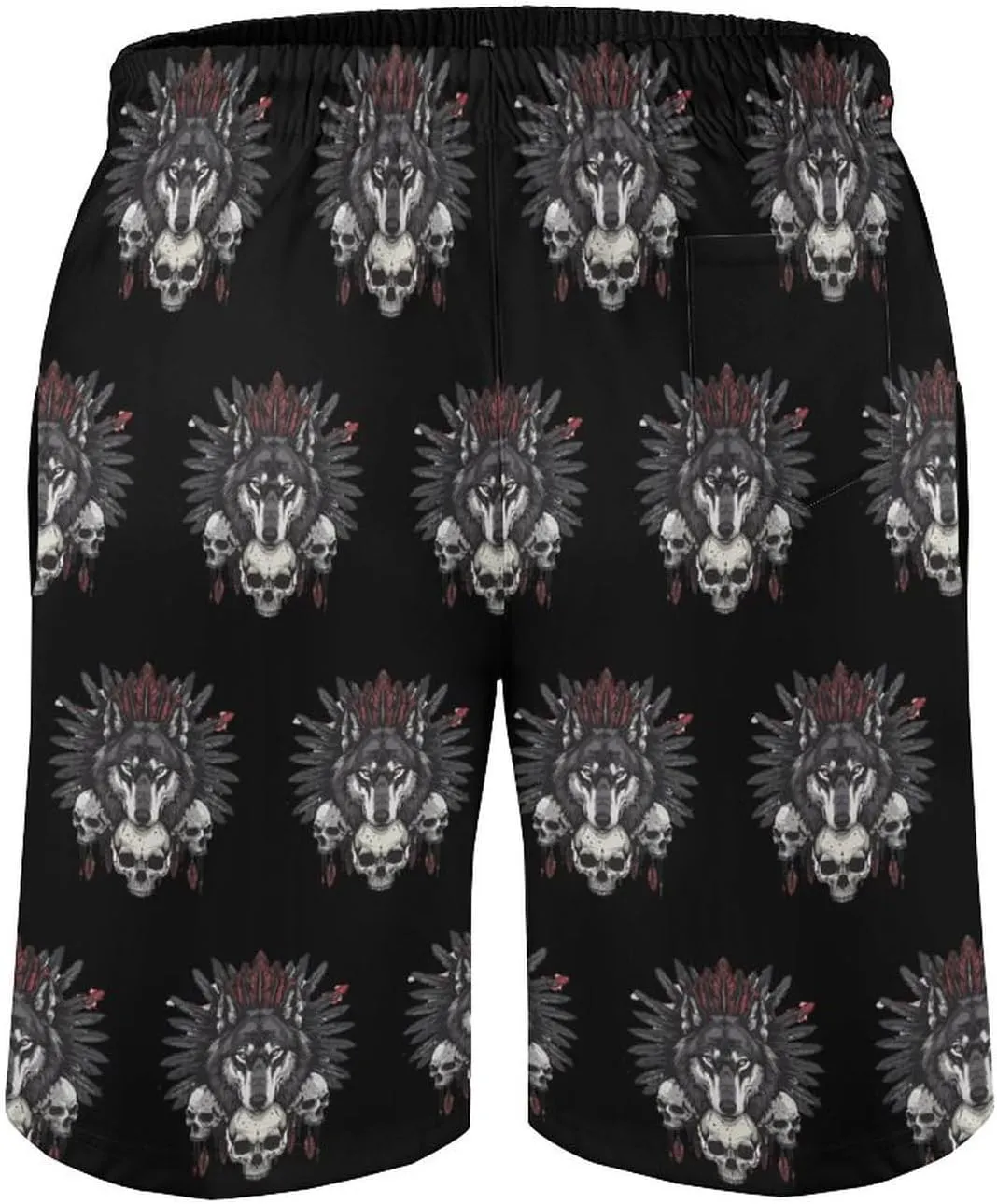 Indian Wolf Men's Swim Trunks Quick Dry Board Shorts Breathable Summer Beach Shorts Bathing Suits