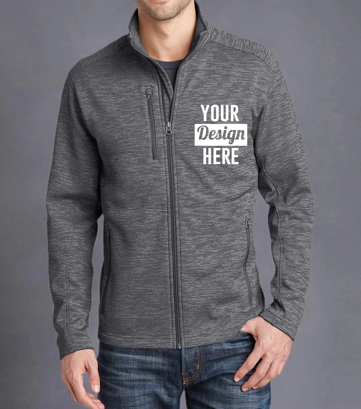 INK STITCH Men F231 Deisgn Your Own Custom Stitching Logo Texts Digi Stripe Fleece Jackets