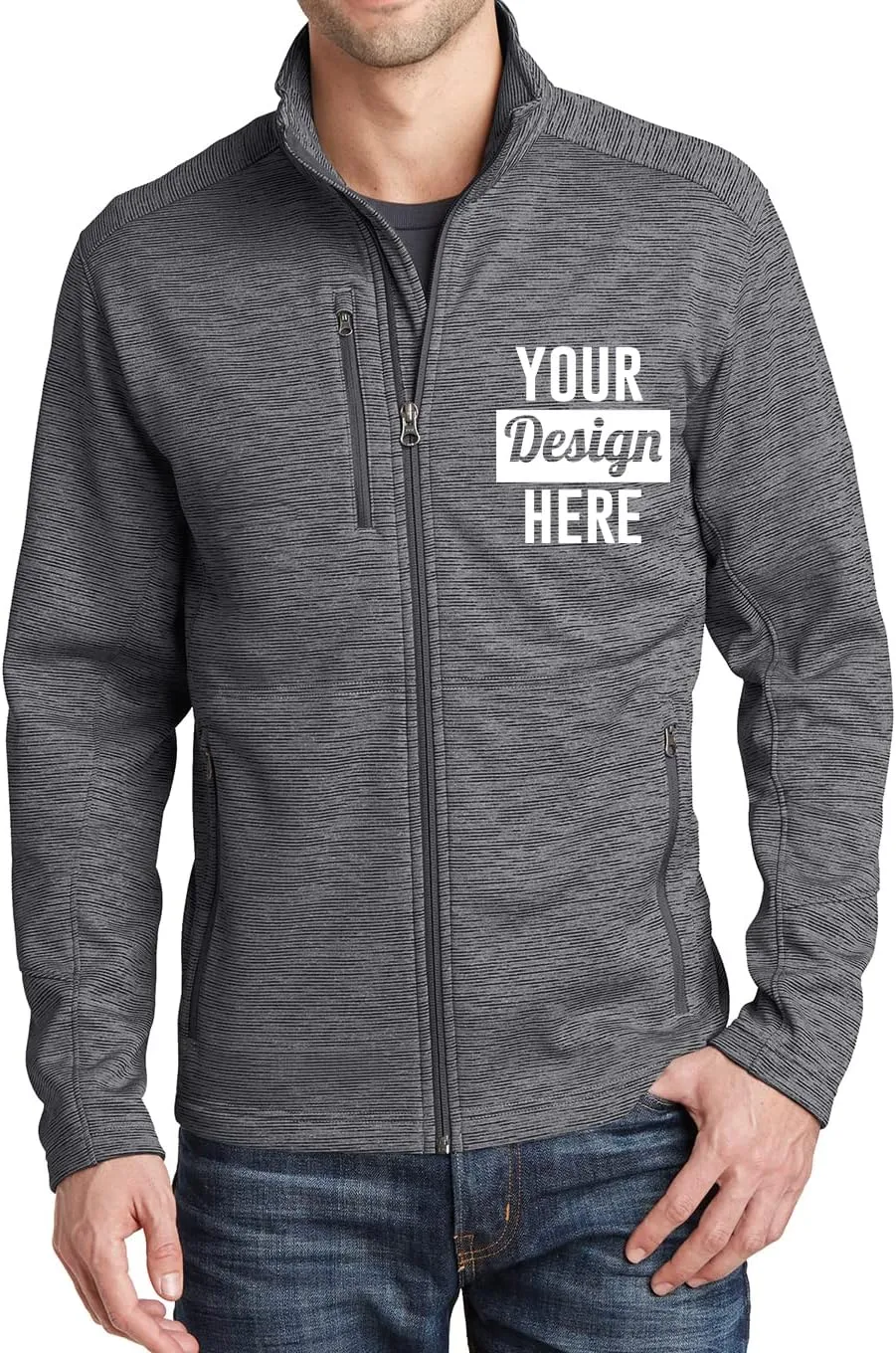 INK STITCH Men F231 Deisgn Your Own Custom Stitching Logo Texts Digi Stripe Fleece Jackets