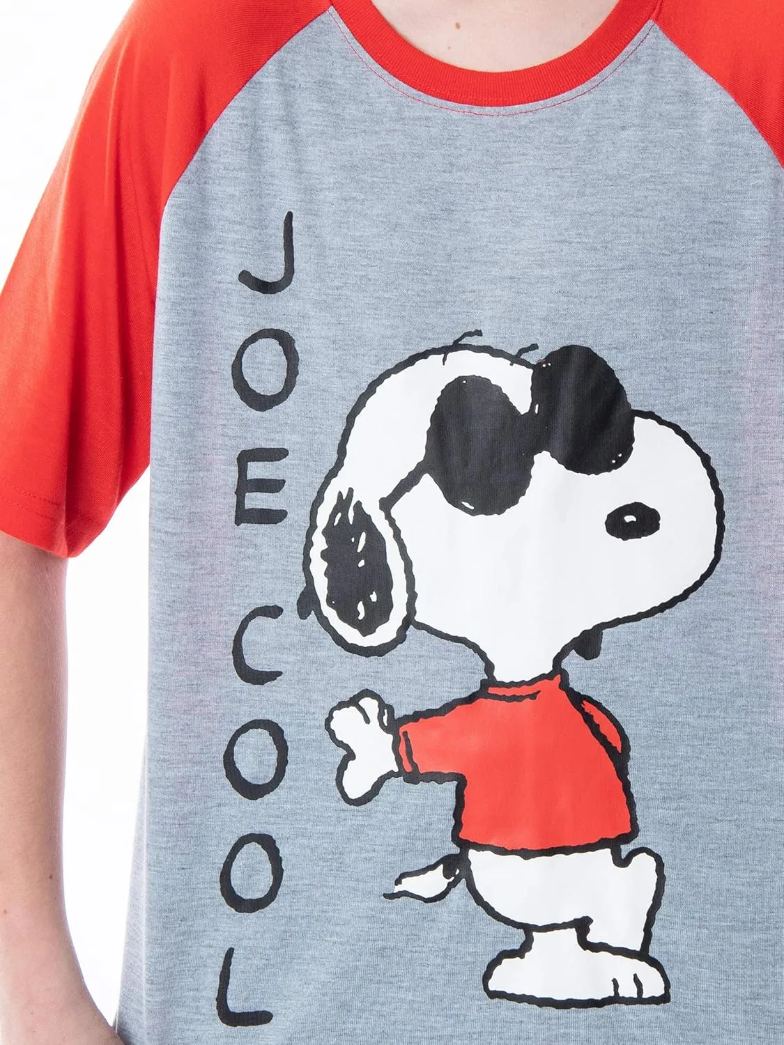 Intimo Peanuts Boys' Joe Cool Snoopy Pajamas Short Sleeve Shirt And Shorts 2 Piece PJs Kids Sleepwear Set