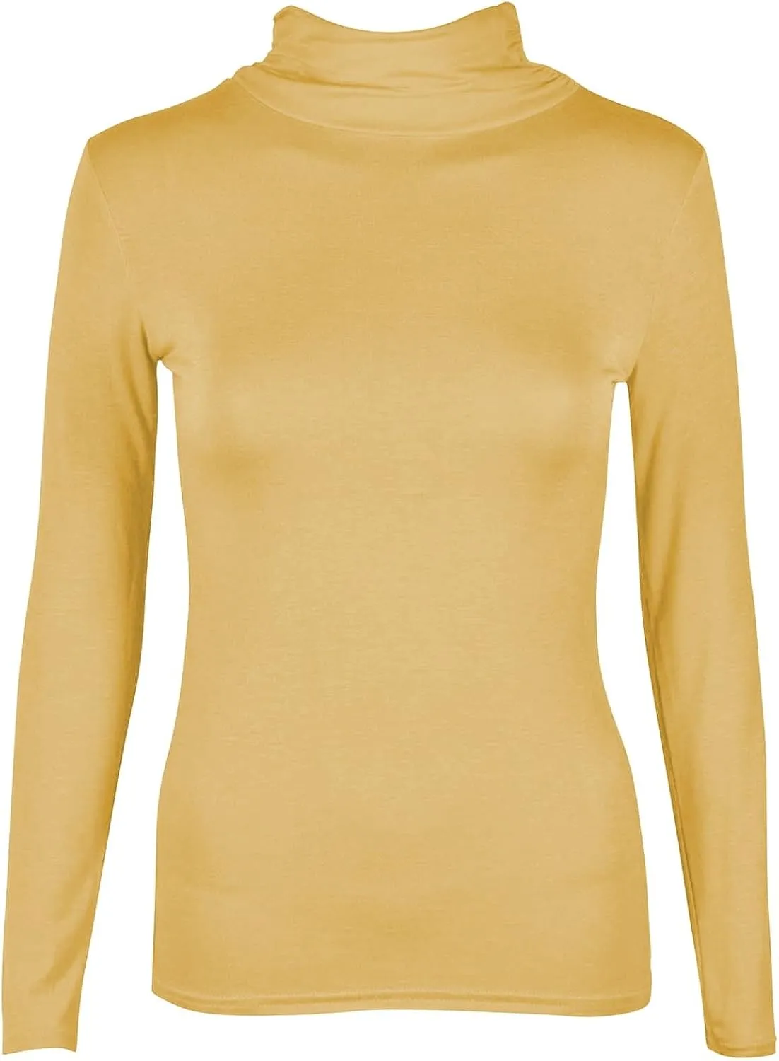 Janisramone Long Sleeve Compression Shirts for Women Turtle Necks Tops for Women, Thermal Undershirt for Women Camel
