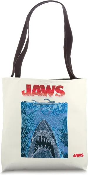 Jaws 50th Anniversary Poster Pop Art Style Front & Back Tote Bag