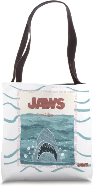 Jaws 50th Anniversary Poster Retro Waves Front & Back Tote Bag
