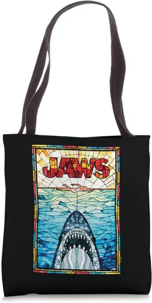 Jaws 50th Anniversary Poster Stained Glass Front & Back Tote Bag