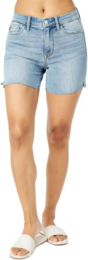 Judy Blue Mid Rise Light Wash Cut Off Shorts