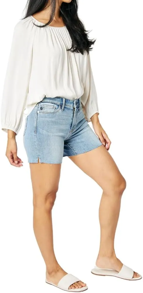 Judy Blue Mid Rise Light Wash Cut Off Shorts