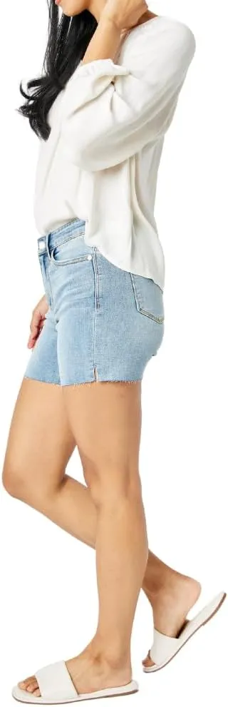 Judy Blue Mid Rise Light Wash Cut Off Shorts