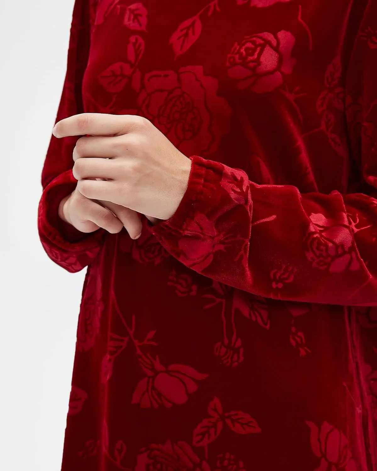 Kedera Women's Elegant Velvet Dress Crew Neck Tiered Ruffle Aline Flowy Wedding Floral Pattern Dresses
