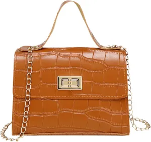 Ladies New PU One Shoulder Diagonal Bag Coin Purse Fashion Crocodile Pattern Handbag