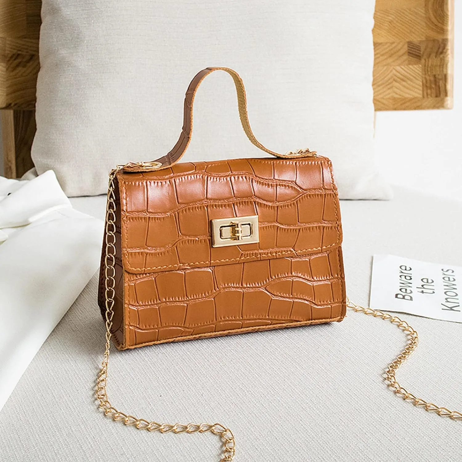 Ladies New PU One Shoulder Diagonal Bag Coin Purse Fashion Crocodile Pattern Handbag