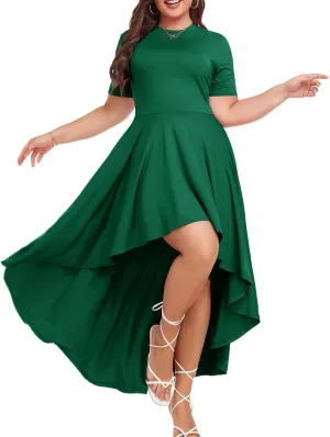 LALAGEN Plus Size Maxi Dress for Women Casual Short Sleeve Ruffle Flowy High Low Summer Long Dress 1X-6X