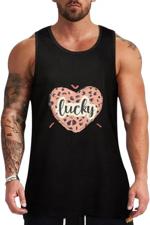 Leopard Love Mens Tank Top Cotton Undershirt Crewneck Sleeveless Shirt for Summer