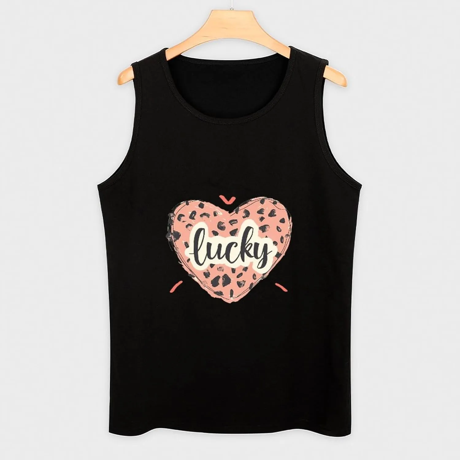 Leopard Love Mens Tank Top Cotton Undershirt Crewneck Sleeveless Shirt for Summer