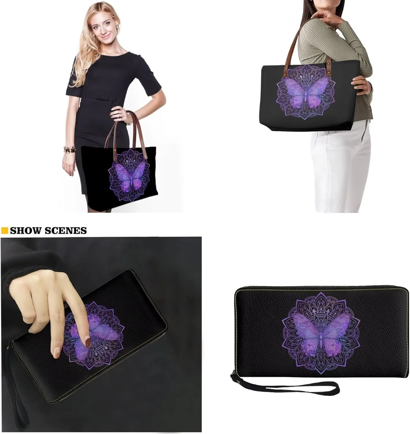 Lightweight Handbag Set of 2,Tote Bag Satchel Purse with Wallet Set for Women,Top Handle Totes for Walking