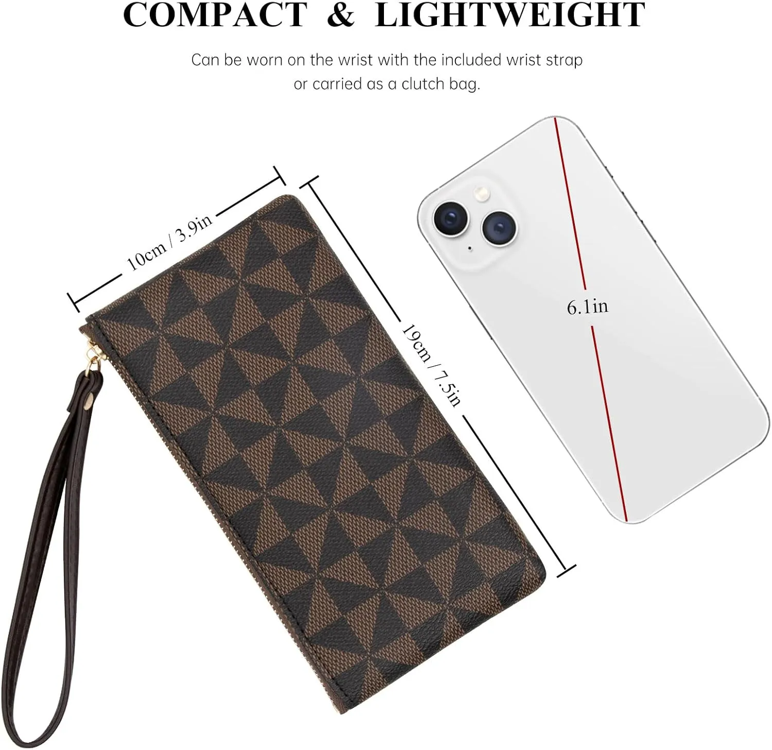 LJCZKA Wristlet Wallets for Women Clutch Purse PU Leather Handbags Cellphone Credit Card Holder with Wrist Strap (Coffee)