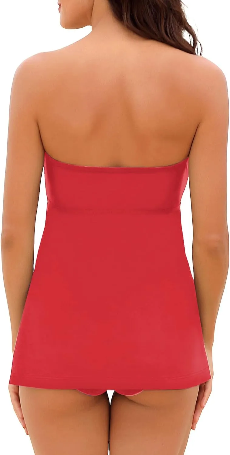 LookbookStore Women's Halter Bandeau Self-Tied Tankini Set Two Pieces Swimsuits