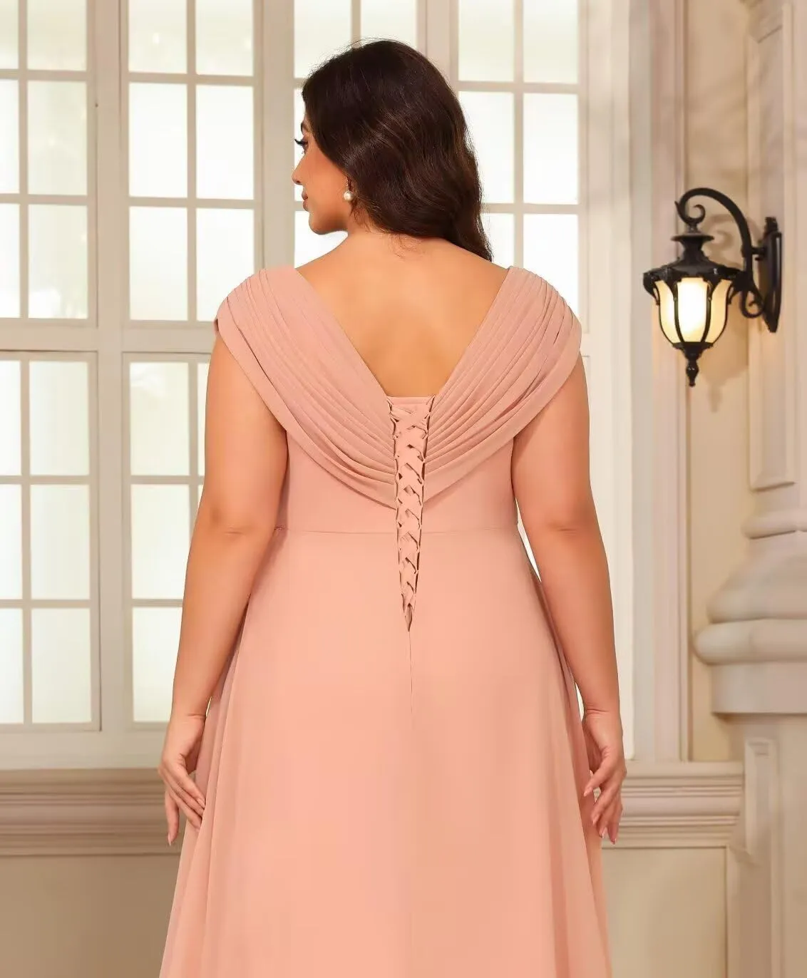 Loyeloy Women's Chiffon Short Mother of The Bride Dresses with Pockets 2025 V Neck Aline Ruffled Evening Gowns