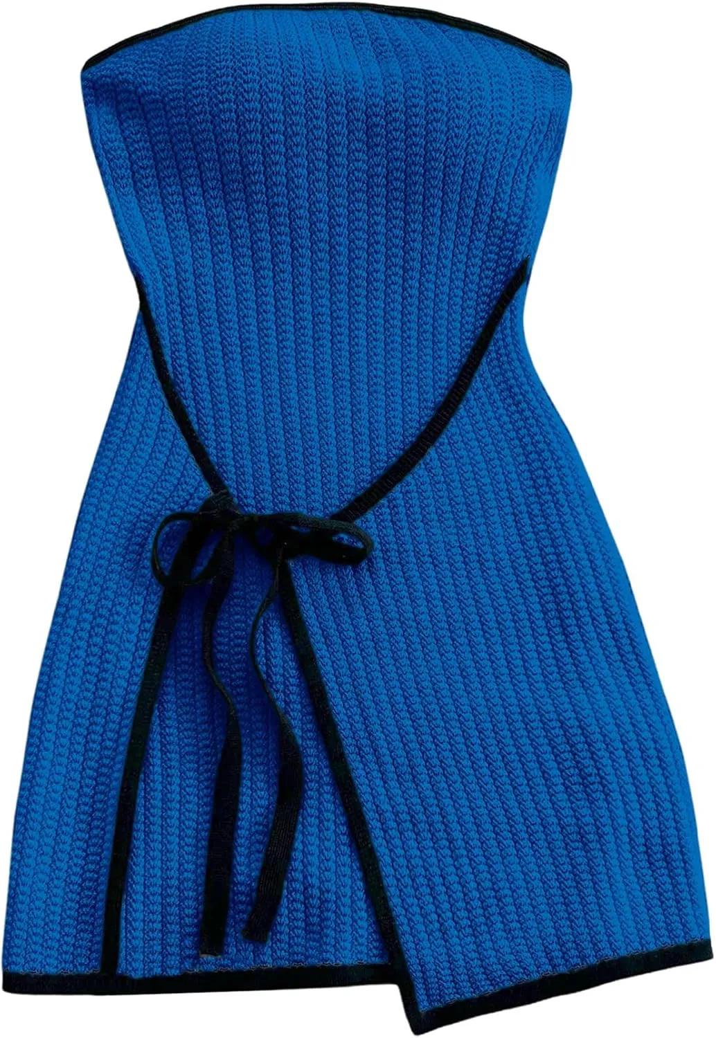 MakeMeChic Women's Knitted Strapless Dress Wrap Tie Front Sleeveless Bodycon Mini Tube Dresses