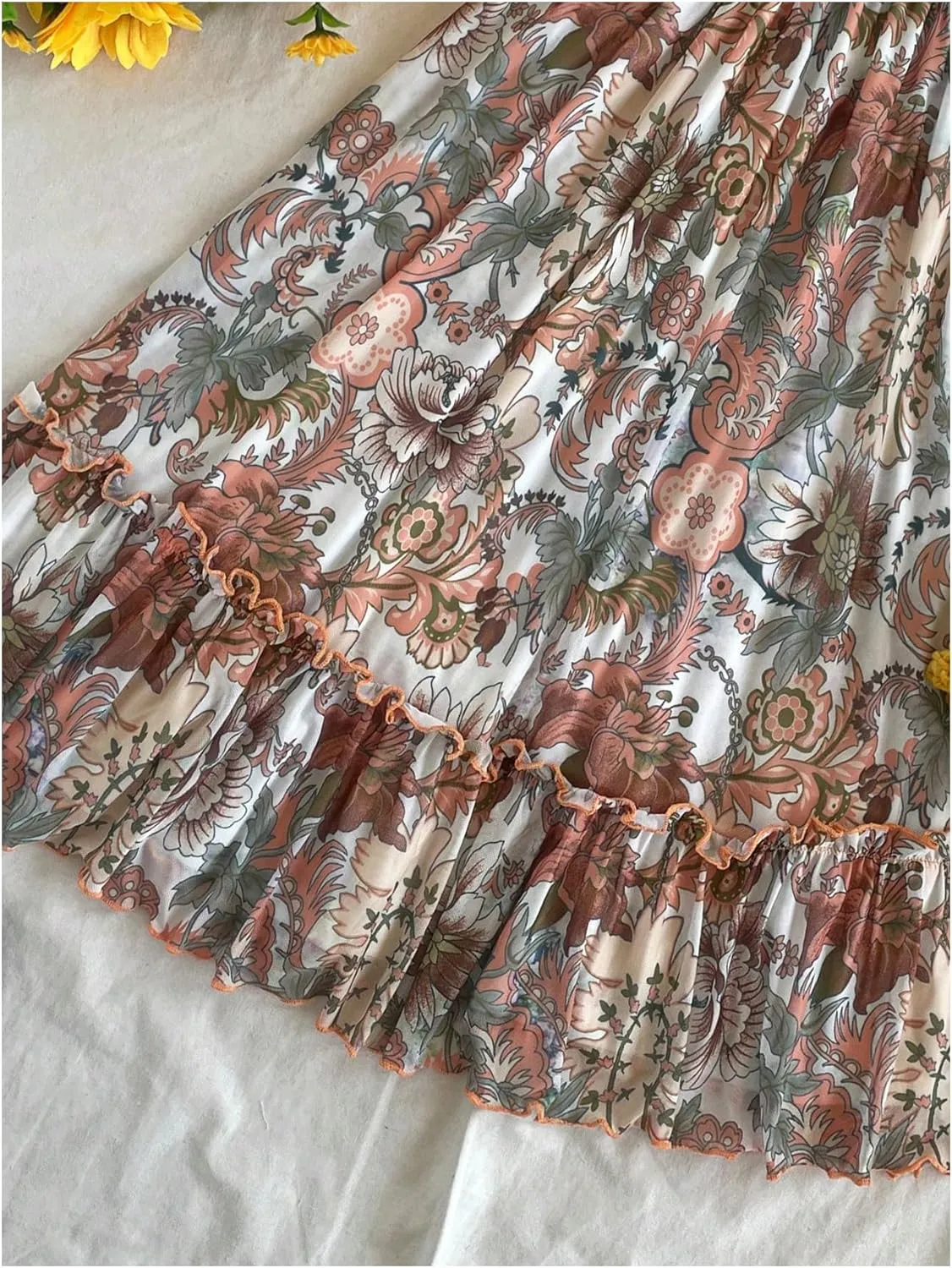 MakeMeChic Women's Paisley Print Ruched Halter Mini Dress Ruffle Tiered A Line Boho Dresses