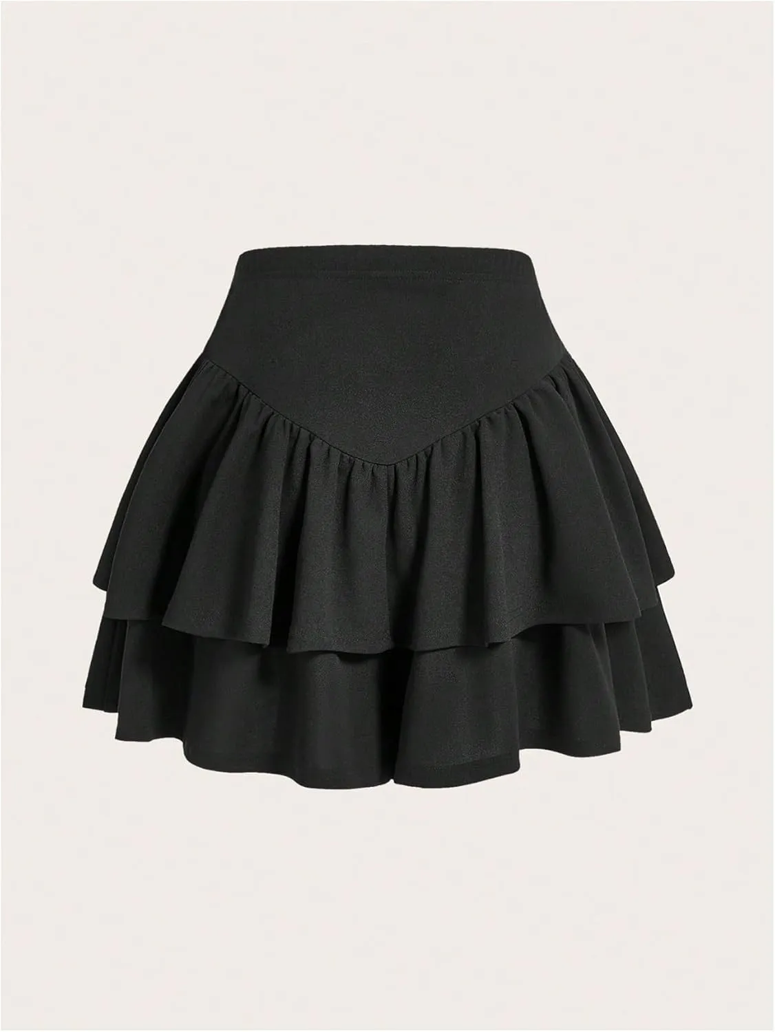 MakeMeChic Women's Plus Size Mini Skirt Ruffle Tiered Loose Fit A Line Short Skorts