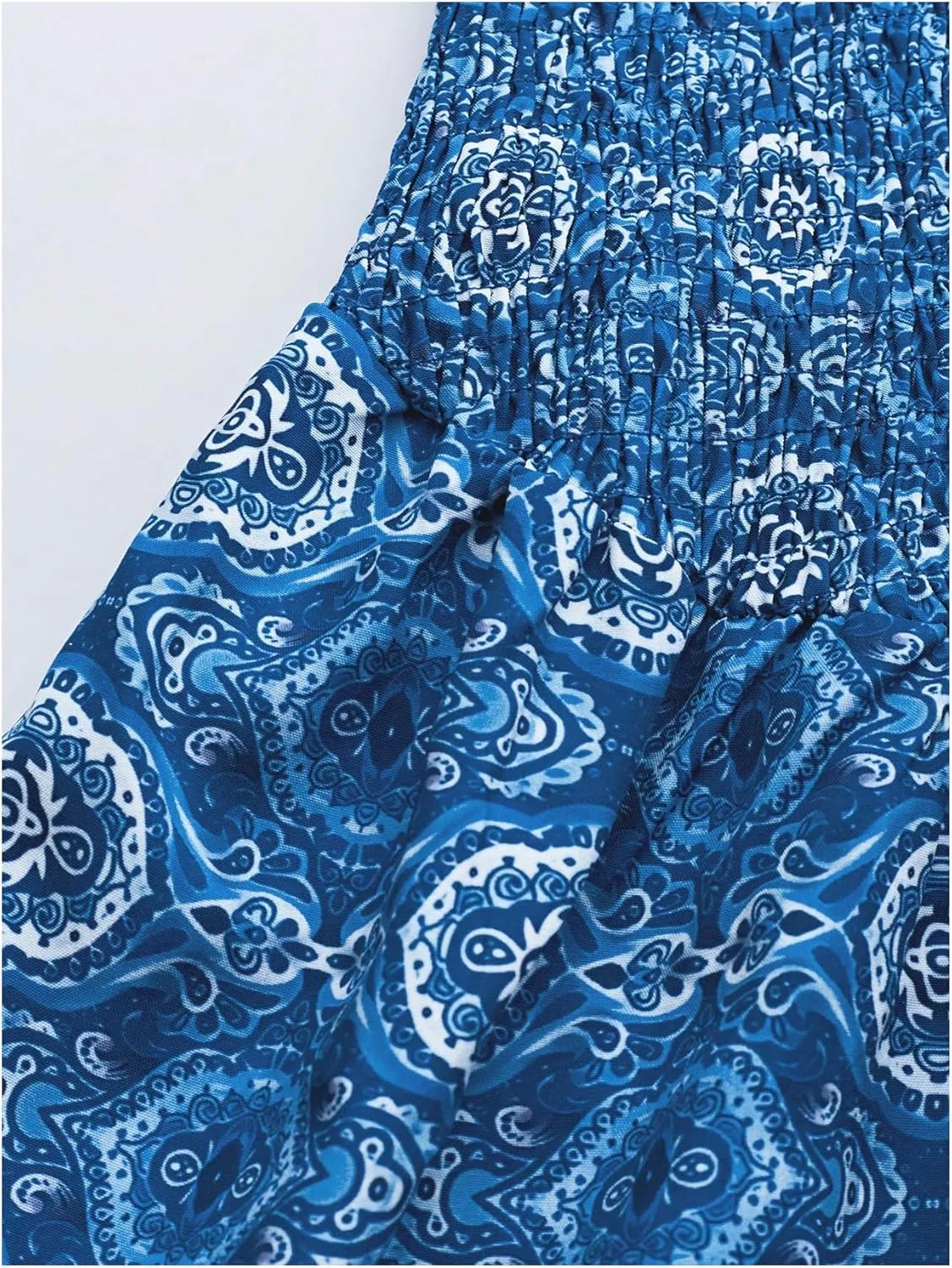 MakeMeChic Women's Strapless Bandeau Dress Mini Boho Ruffle Shirred Short Dresses