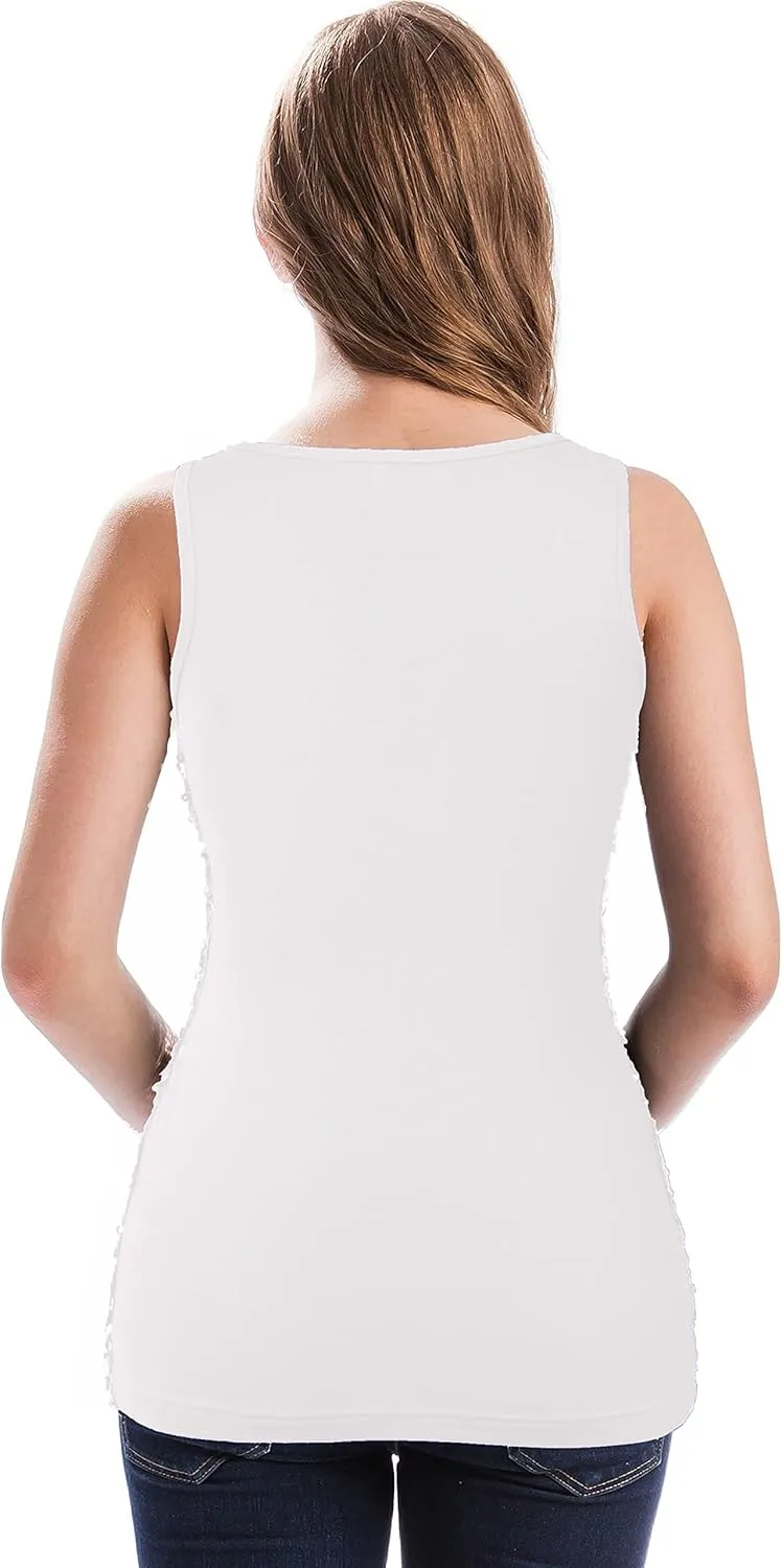MANER Women's Sequin Tops Sleeveless Glitter Gradient Tank Club Party Vest XS-3XL