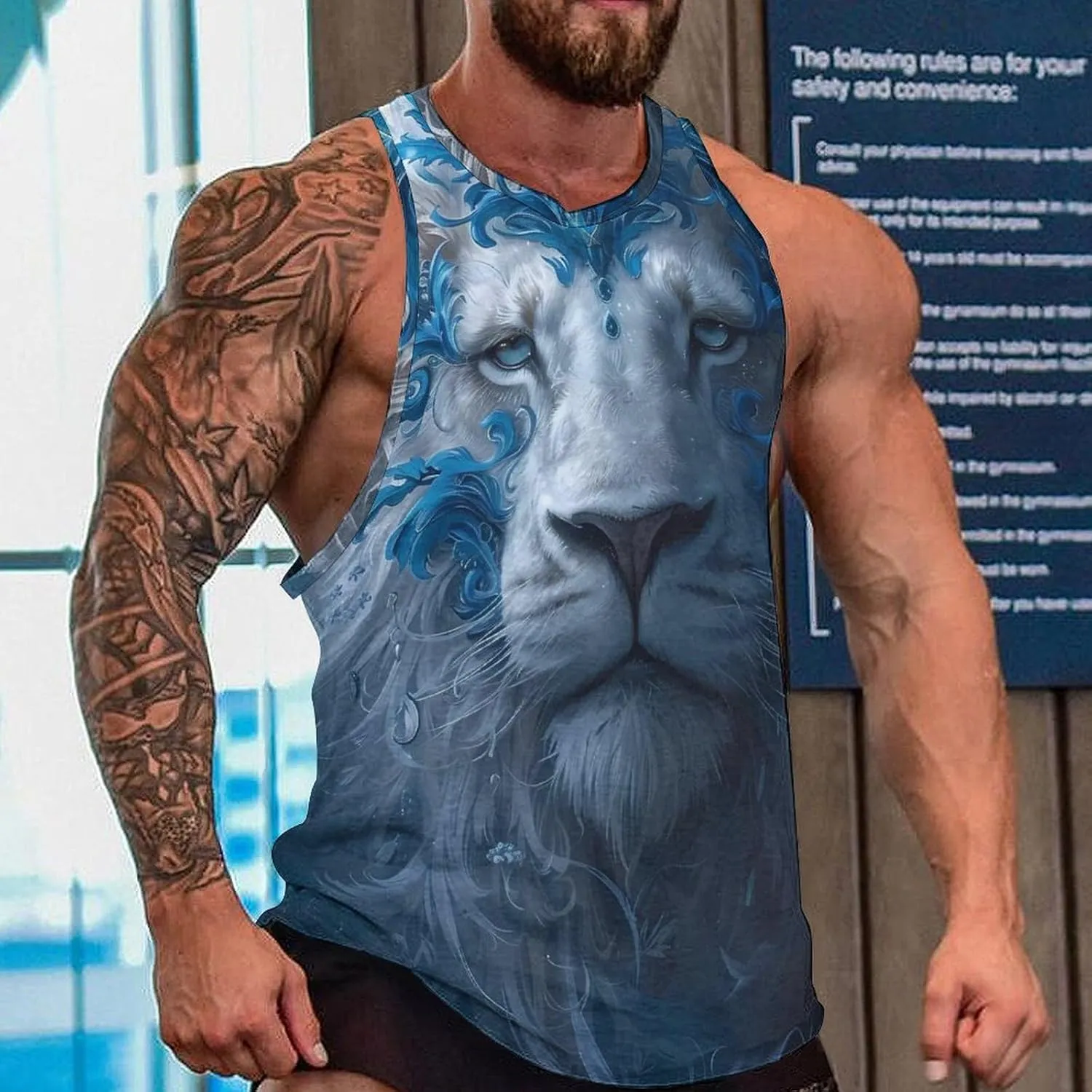 MARSVOVO Mens Cool Tiger Tank Tops Vintage Y2K 2024 Novelty Graffiti Sleeveless Shirt Trendy Soft Cotton Sportswear