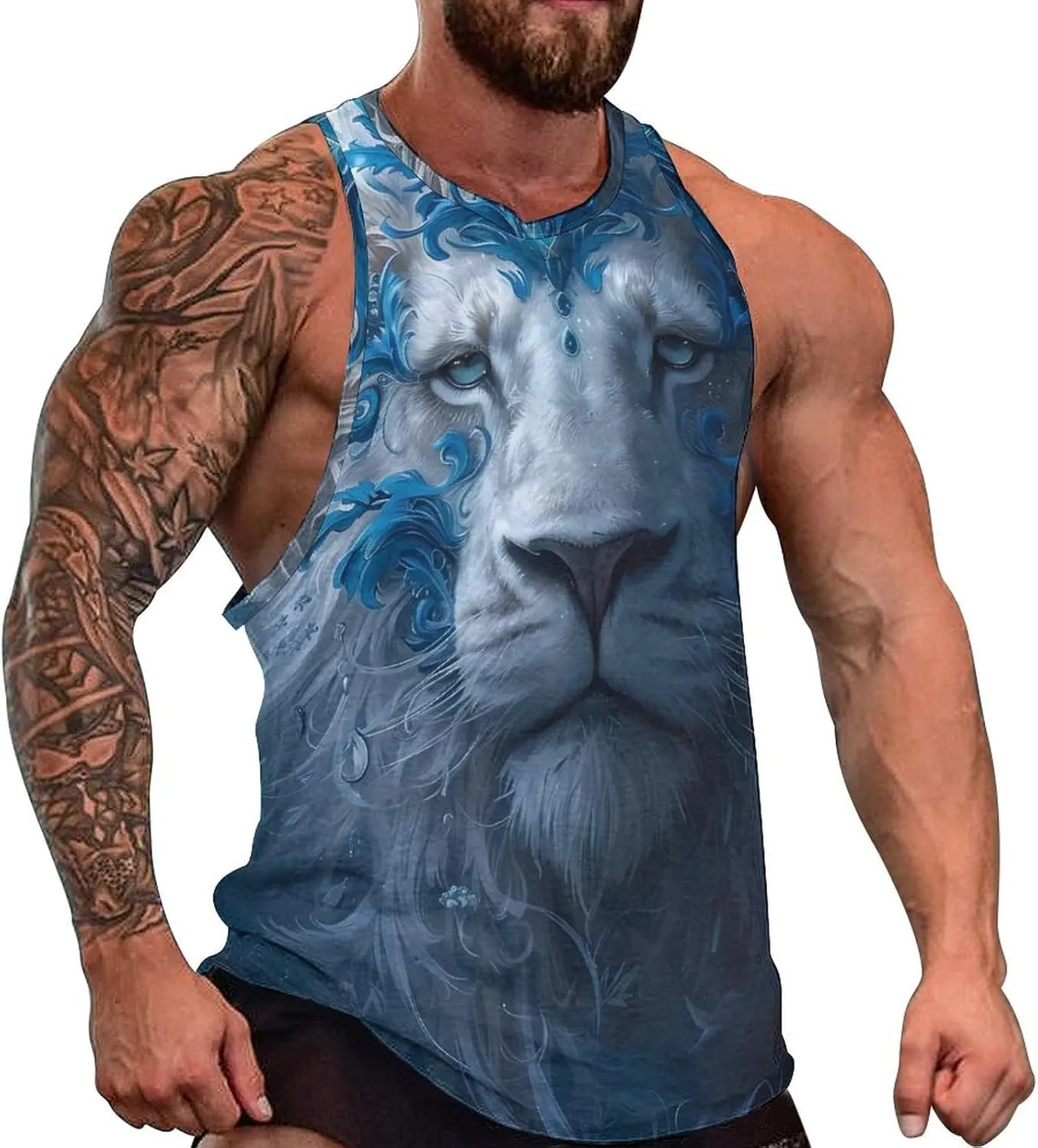 MARSVOVO Mens Cool Tiger Tank Tops Vintage Y2K 2024 Novelty Graffiti Sleeveless Shirt Trendy Soft Cotton Sportswear